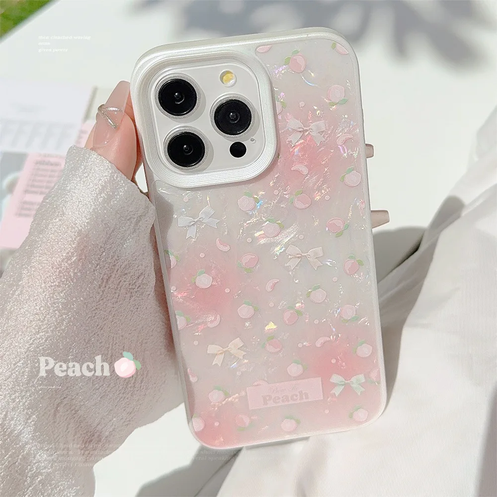 Ins Style Dazzling Colors Gradient Pink Peach Чехол для телефона IPhone 16 15 14 12 13 11 Pro ProMax Plus X XR