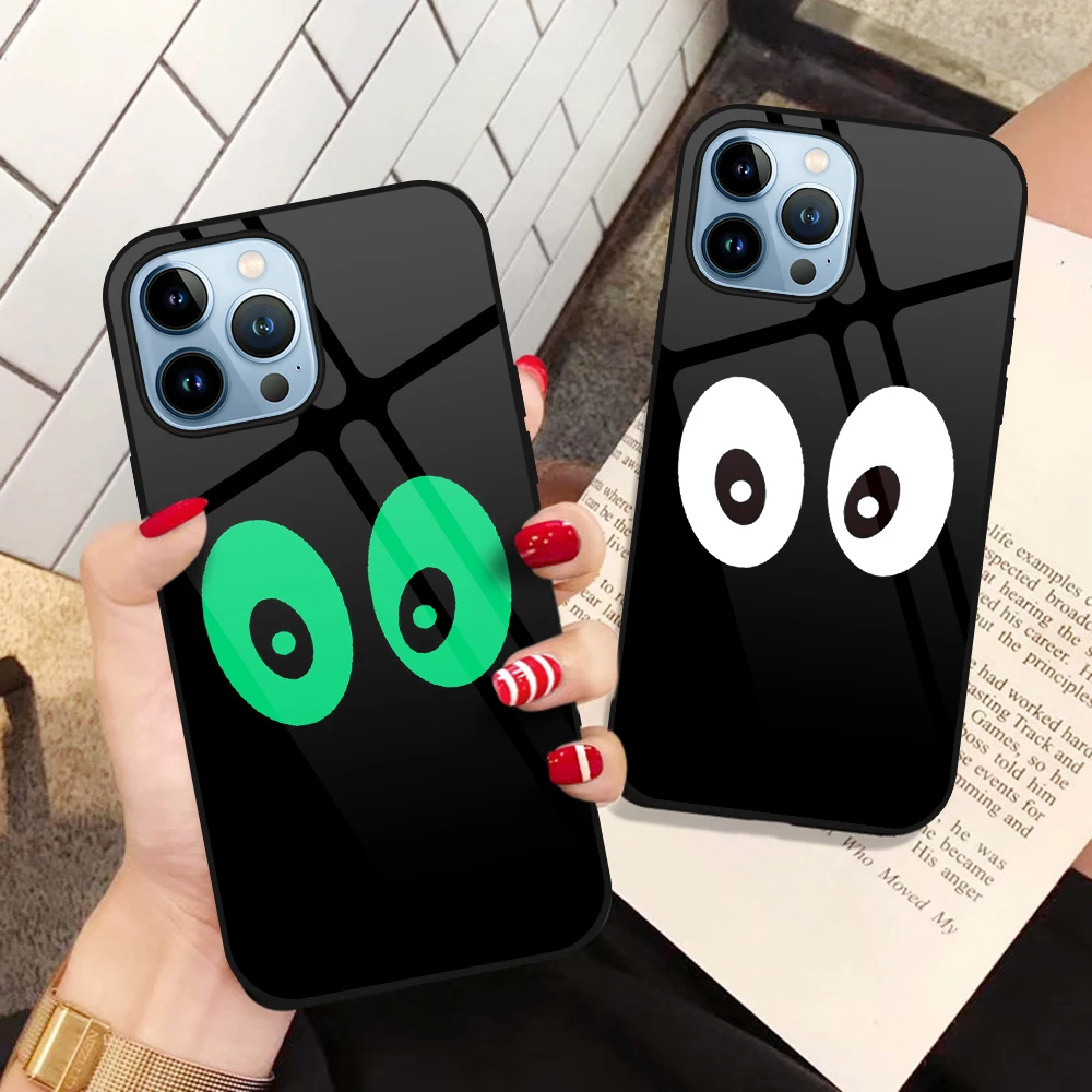 

Luminous Glass Fundas for Iphone 14 11 13 Pro Max 12 Mini XS X XR 6S 7 8 Plus SE 2022 2020 Phone Funny Eyes Peeping Phone Case