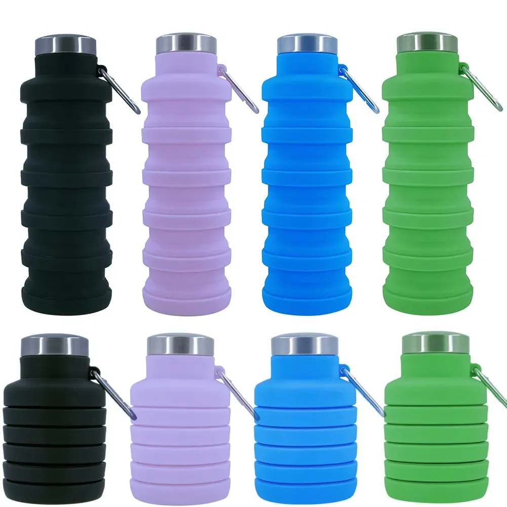 

New 500ML Fitness Sports Water Bottles Portable Silicone Collapsible Drinking Cup Outdoor Travel Climbing Bicycle Bottle Kettle