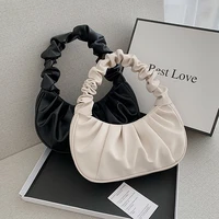 2022 summer pleated handlebags for women pu cloud bags leisure armpit bag shopping shoulder bags dumpling handbag female