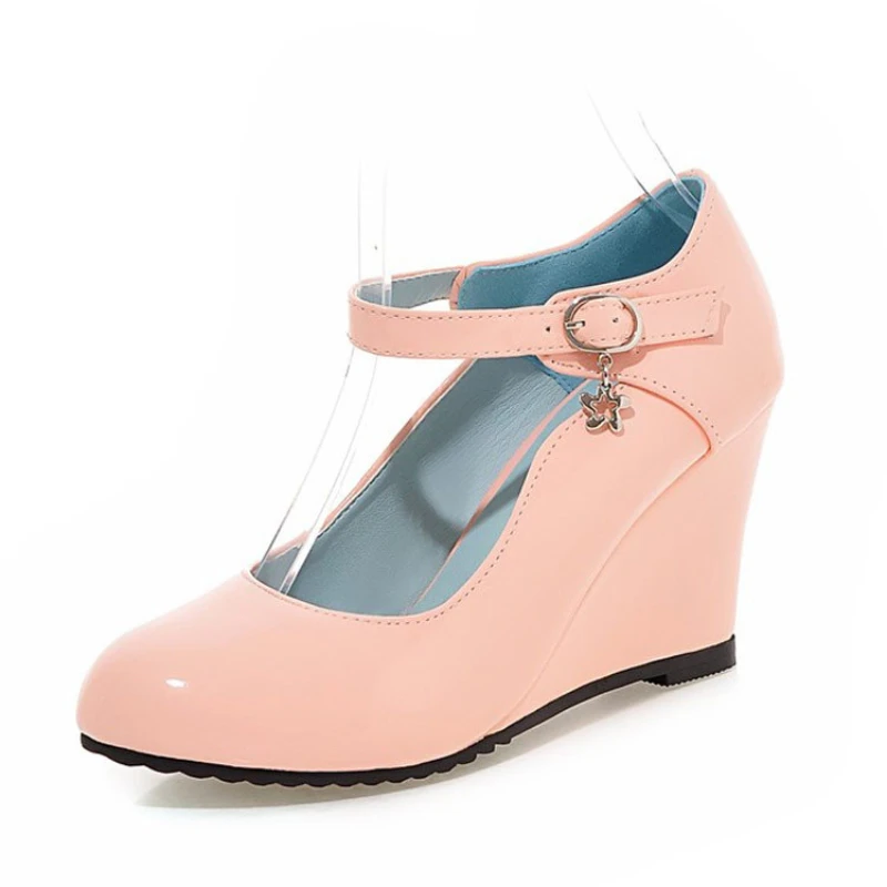

Women's ShoesHigh HeelsWedge Buckle Mary Jane Shoes PumpsWomen's Patent Shoes