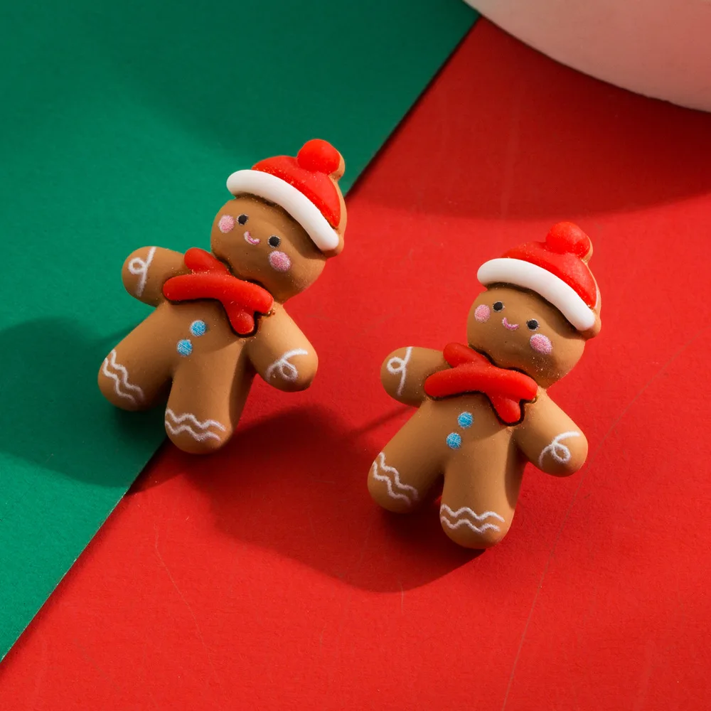 Металлические рождественские серьги-гвоздики из смолы для женщин новый милый