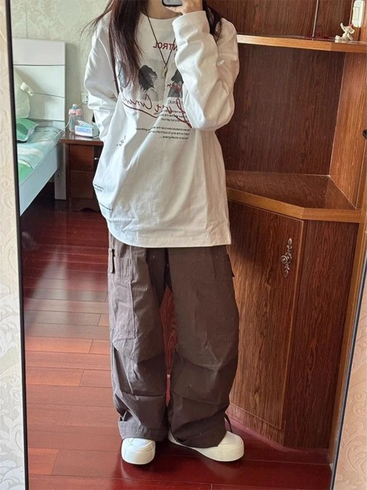 HOUZHOU винтажные графические женские белые футболки повседневные большие Топы с