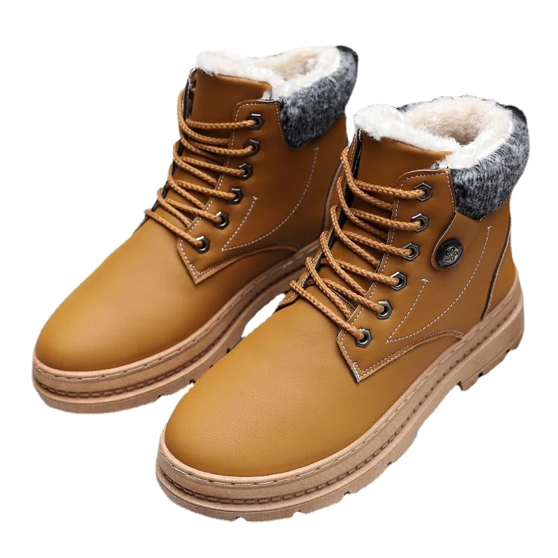 

Мужские Водонепроницаемые ботинки из ПУ кожи, на шнуровке