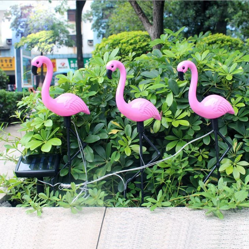 3 in 1 Solar Panel Powered Flamingo Lawn Lamps garden Light spathway Yard Fence landscape lamp Outdoor garden lights Patio Decor