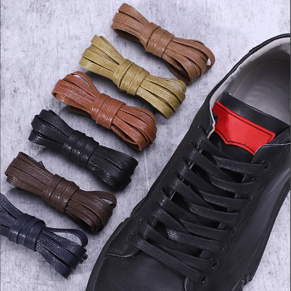

1 Pair Waxed Cotton Shoelaces Flat Waterproof Shoe Laces Unisex Boots Casual Sneaker Shoelace Leather Laces Shoes Accessories