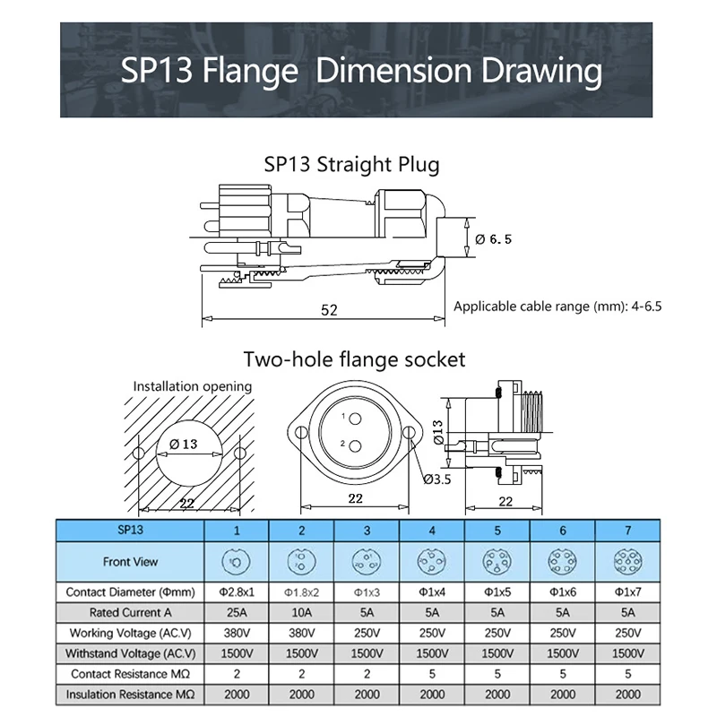 5Set SP13 IP68 Nut/Flange/Butt Waterproof Connector Male Female Plug Socket welding type Wire Cable Pluggable Aviation Connector images - 6