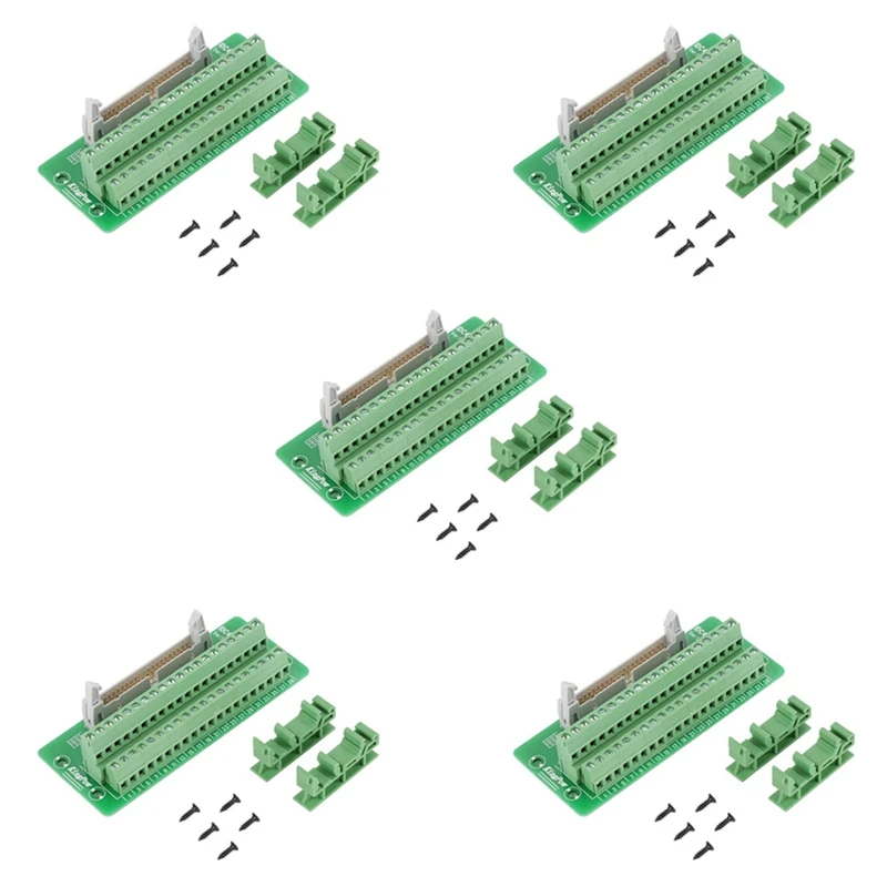 

HOT SALE 5X IDC40P 40Pin Connector Strip Breakout Board Terminal Block Plug PLC Interface With Bracket, For PLC, DIN Rail Mount