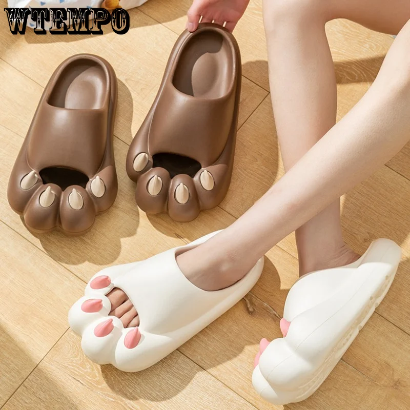 WTEMPO Summer Slipper Female Cute Cat Claw Thick Bottom Soft Indoor Home Sandals EVA Outdoor Beach Slide Shoes Wholesale