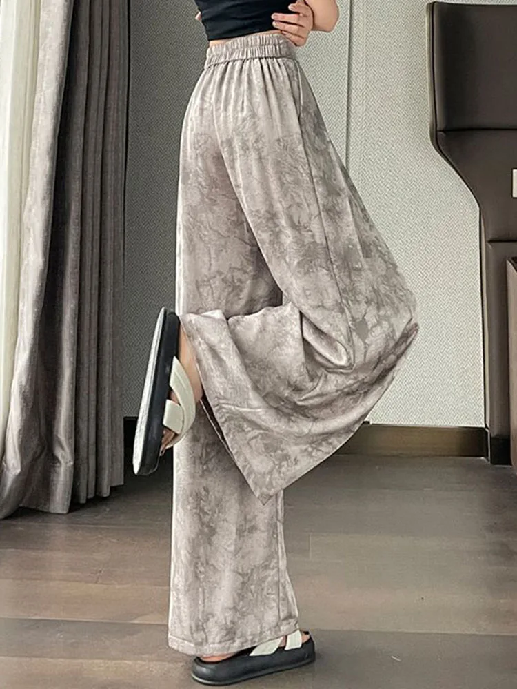 Шикарный дизайн мешковатые широкие брюки женские повседневные эластичные с