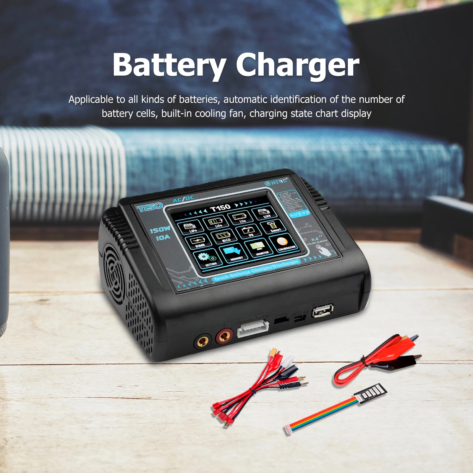 

HTRC T150 150W 10A AC/DC 1-6S Professional Multifunctional Touch Screen Battery Balance Charger