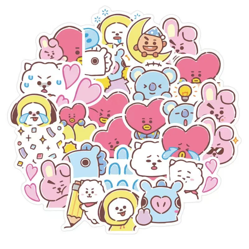 

10/50pcs Cute Cartoon Kids Stickers Aesthetic Korean for Laptop Phone Case Notebooks Stationery Decal Kpop Anime Stickers Kawaii