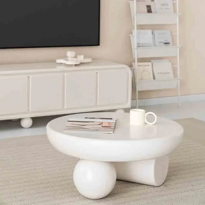Журнальные простые столы круглые белые для гостиной дизайнерский домашний