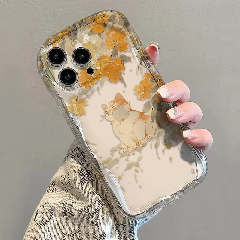 Чехол для телефона Осенние листья и кошки iPhone 16 15 14 13 12 11 Pro Max XR X XS 7 8 Plus SE Y2K милый