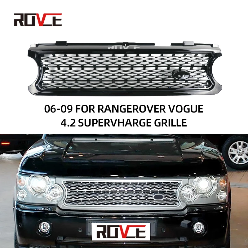 

ROVCE Car Front Bumper ABS Grille For Land Rover Range Rover Vogue 2006-2009 L322 4.2 Auto Exterior Accessory
