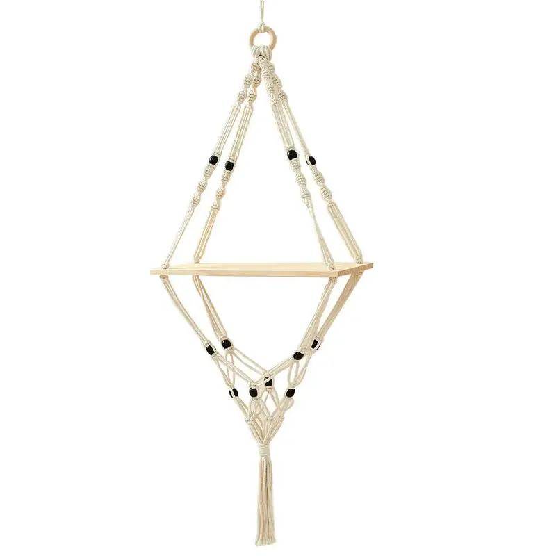 

Macrame Wall Shelf Hand Woven Floating Shelf Wall Organizer For Photo Frames Planter Boho Decor For Bedroom Living Room KidsRoom