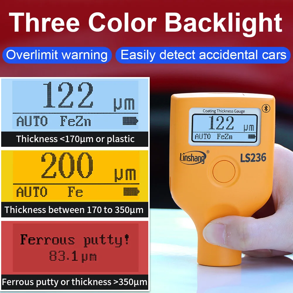 LS236 Портативный измеритель толщины покрытия с двойным экраном автомобильной