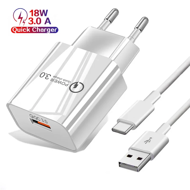 Зарядный кабель USB Type-C 18 Вт 3 А для Samsung S21 S20 Ultra A50 A70 A51 A71 Note 20 10 Plus Xiaomi Huawei iPhone