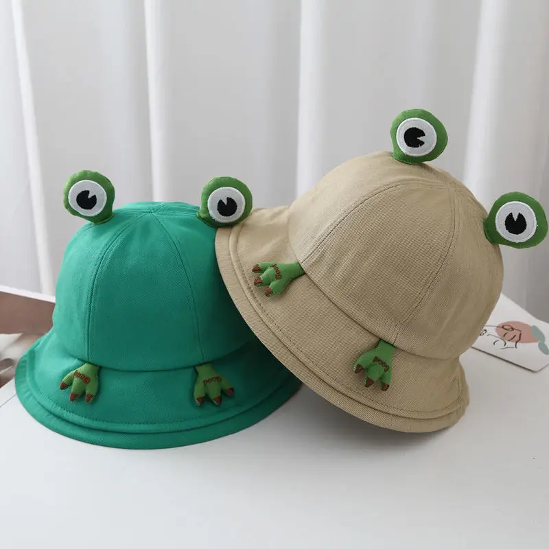 

Parent-Kid Cartoon Frog Women Bucket Hat Panama Men Fishing Cap Cute Froggy Big Eyes Hat Homme Femme Chapeau Fisherman Sun Hat