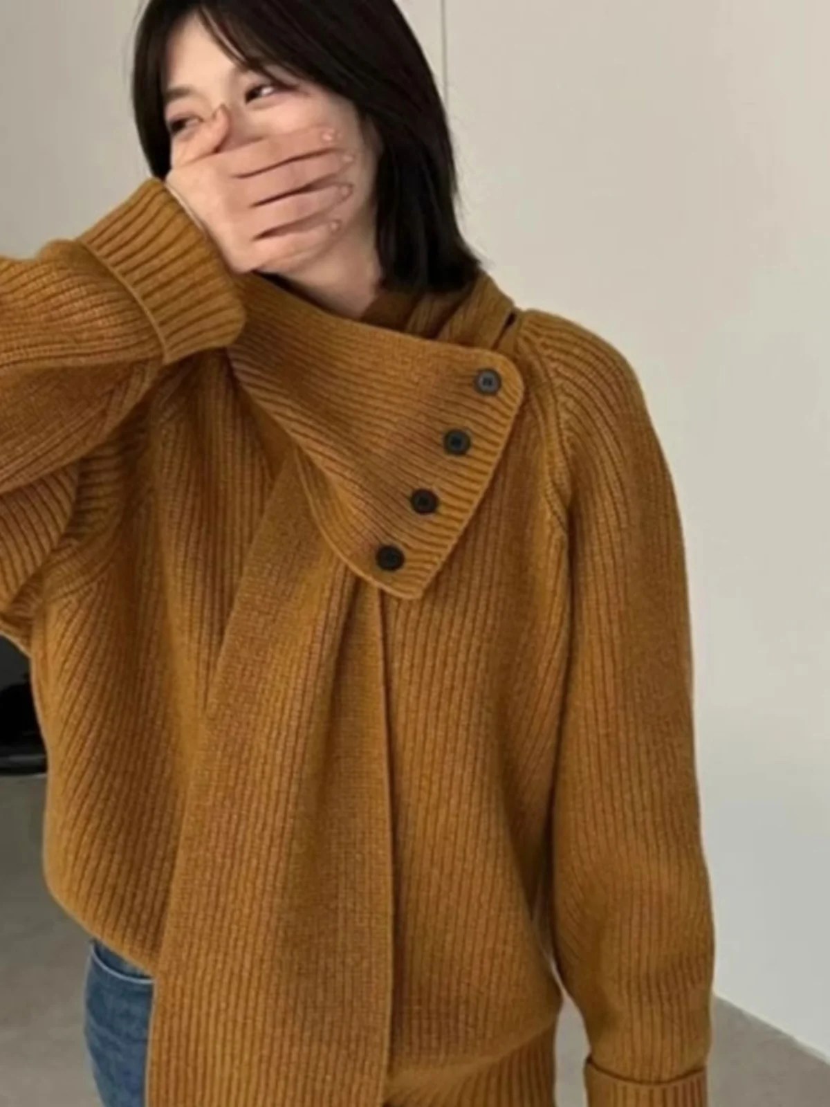 Корейская серия съемный шарф свитер женский зимний оригинальный новый вязаный