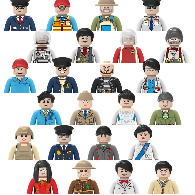 

City Building Block Cartoon Character Doctor Police Robber Astronaut Princess Action Figure Bricks Kids Assemble Christmas Gifts