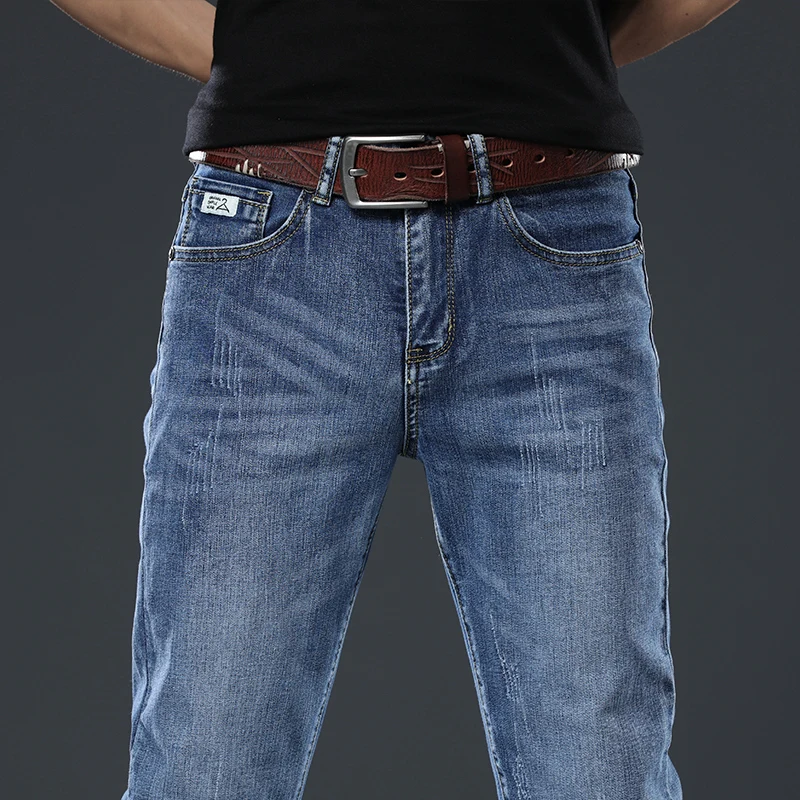 Thoshine Brand Spring Summer Autumn Men Jeans Skinny Fit Fashion Comfortable Denim Pants Slim Fit Cowboy Elastic Trousers