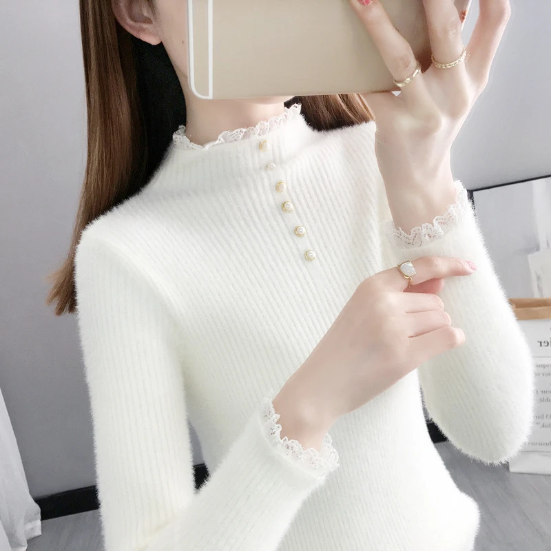 

2023 Autumn Winter Thick Sweater Women Knitted Ribbed Pullover Sweater Long Sleeve O-neck Slim Jumper Soft Warm Pull Femme Tops