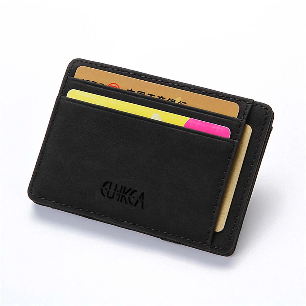Travel Short Wallet Creative Men's Magic Wallet Coin Wallet Short Zipper Slim Leather Wallet Business ID Credit Card Cases