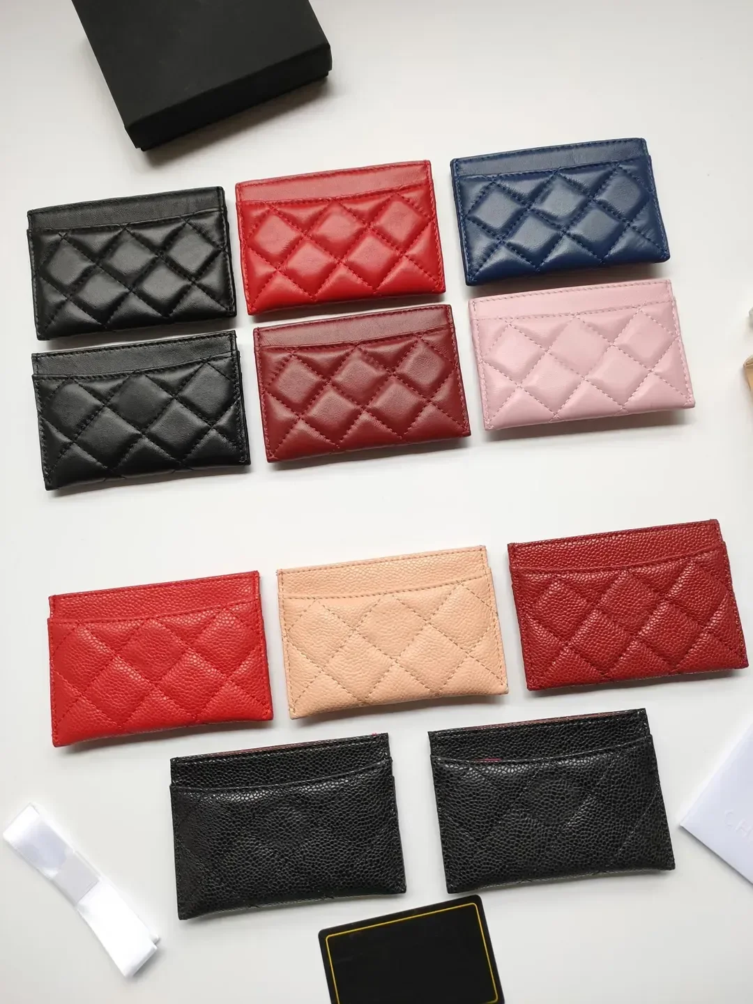 

Designer Purses C Fashion Woman Card Holder ClassiC Pattern Caviar Quilted Gold Hardware Small Mini Black Wallet