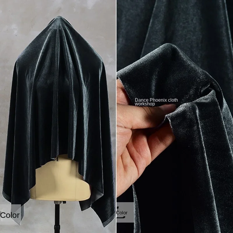 Односторонняя бархатная ткань серая четырехсторонняя эластичная мягкая против