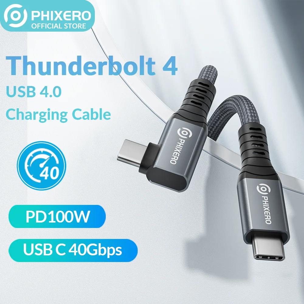 

PHIXERO Original 40Gbps Cable Compatible with Thunderbolt 4 Video 8K PD100W Type USB C Fast Charge Data Transfer for Macbook