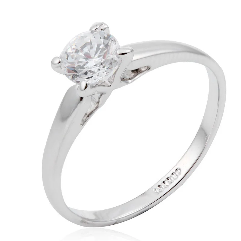 Simple White Gold Color Four Claw Round CZ Engagement Wedding Band Rings For Women Anillos Bague Anel Feminino Aneis Jewelry | Украшения и