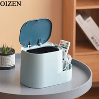 desktop rolling mini cover trash can with lid eco friendly pp material round pressing type refuse bin home storage paple basket
