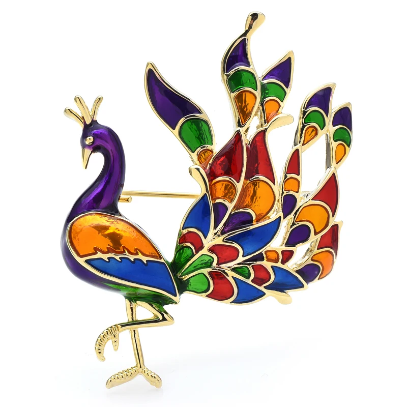 

Wuli&baby Beauty Peacock Brooches For Women Unisex 2-color Enamel New Design Bird Party Office Brooch Pin Gifts