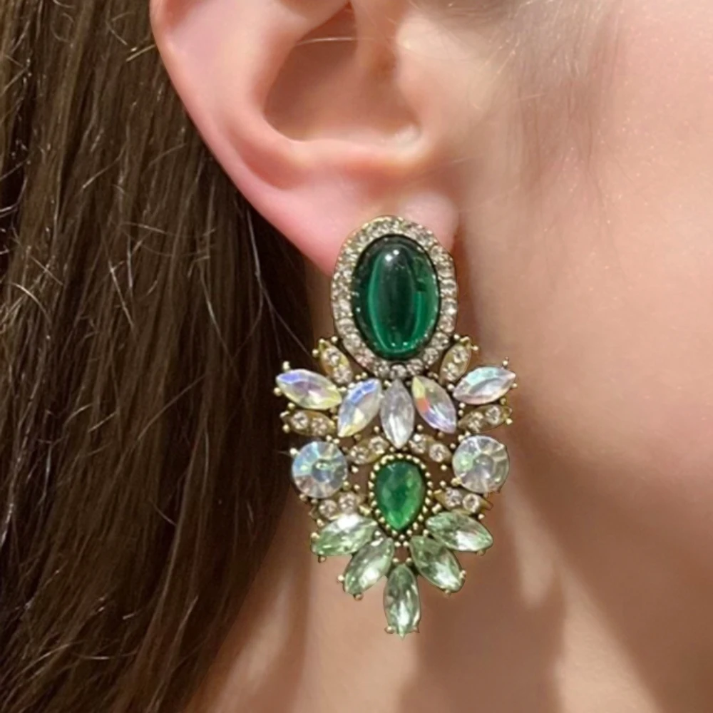 

Modern Fashion Geometric Big Dangle Drop Earrings For Women 2023 Luxury Brand Vintage Sparkly Crystal Pendant Statement Jewelry
