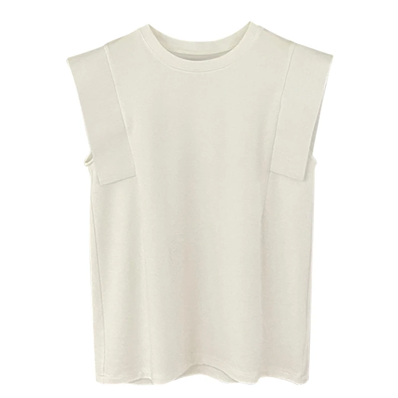 Однотонная Универсальная футболка без рукавов с узлом и круглым вырезом