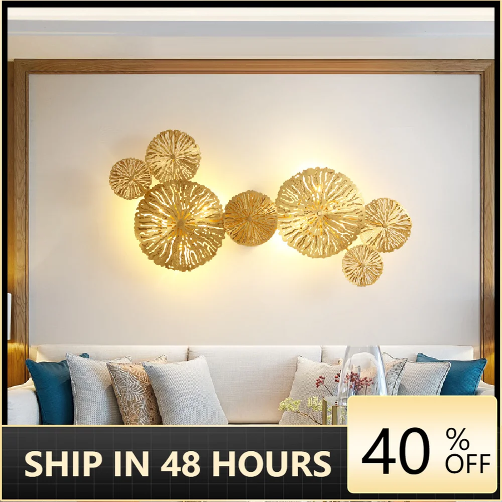 

Lotus-shaped LED Gold Wall Lamp Bedroom Night Light Fixture Modern Copper Hotel Restaurant Wall Decor Home Decoration Indoor