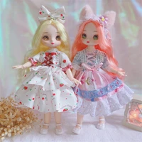 doll 30cm ball jointed 16 bjd color anime eyes girls doll with fashion clothes diy dress up toys for children holiday gift