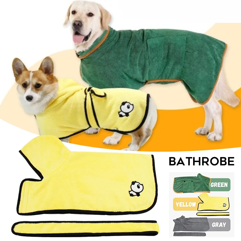 

Dog Cat Bathrobe Warm Towel Clothes Super Absorbent Pet Drying Towel Hood Bath Pet Product 2021