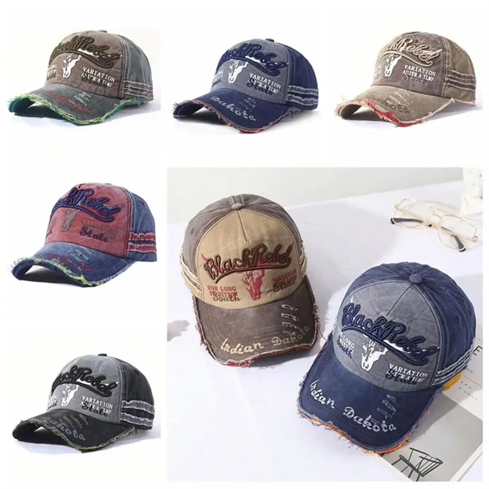

Vintage Letters Baseball Cap Outdoor Retro Denim Washed Cotton Hip Hop Hats Casual Dad Cap Snapback Hat Summer Autumn