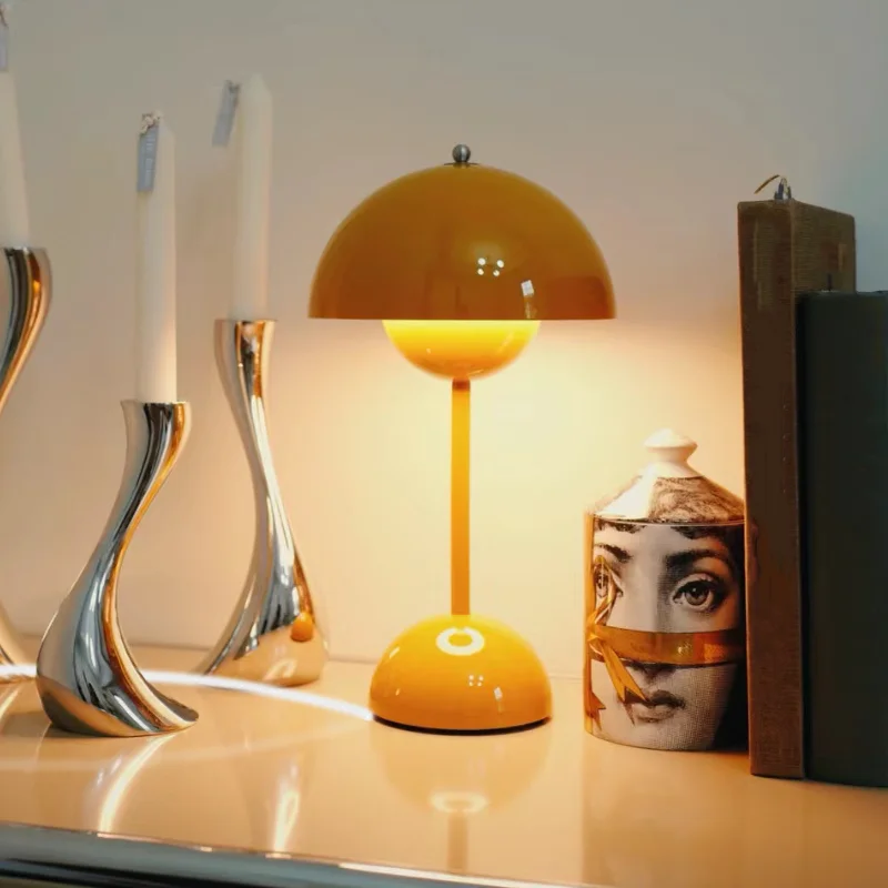 

Danish Table Lamp LED Touch Dimming Reading Lamp Flower Bud Bedside Lamp Nordic Simple Desk Lamp Mushroom Lamp for Home Decor