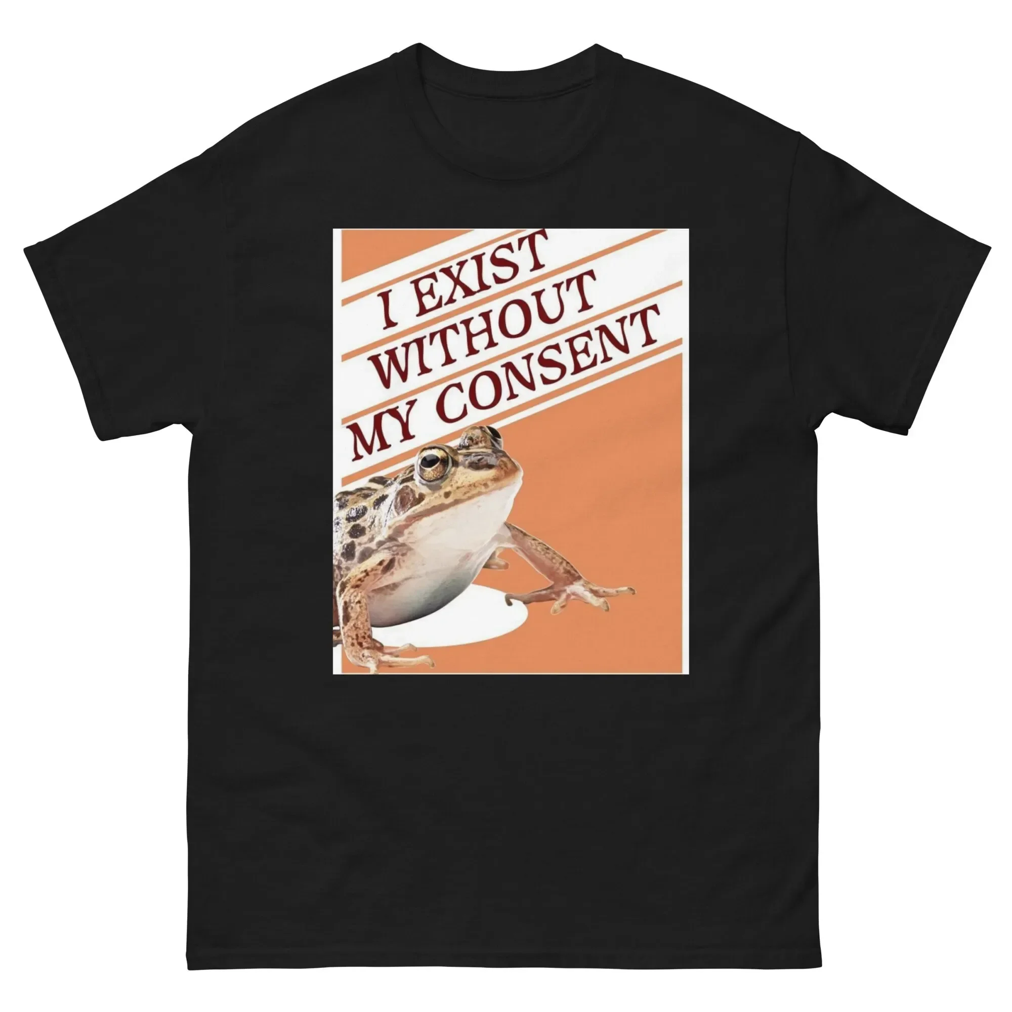 Я существую без моего разрешения забавная футболка саркастической лягушки