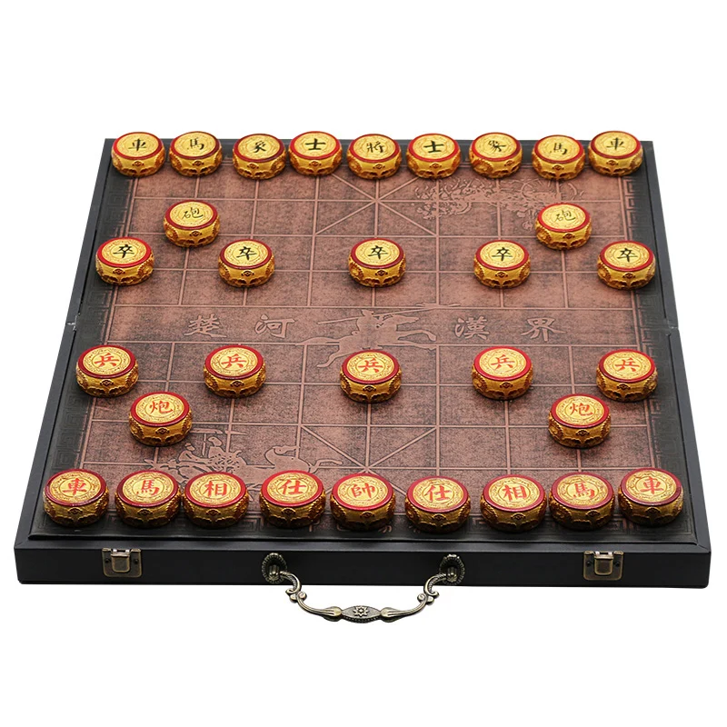 

Outdoor Portable Chinese Chess Luxury Wooden Folding Vintage Modern Chess Set Carved Relogio Xadrez Table Games for Adults