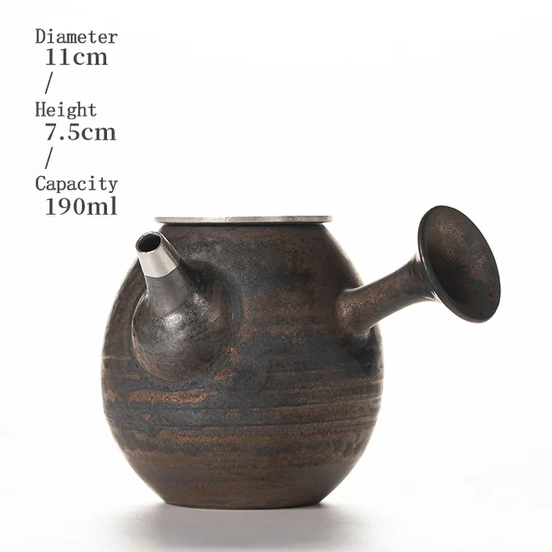 

Керамический чайник kyusu в винтажном стиле, серебристый чайник, китайский чайник кунг-фу, 170 мл