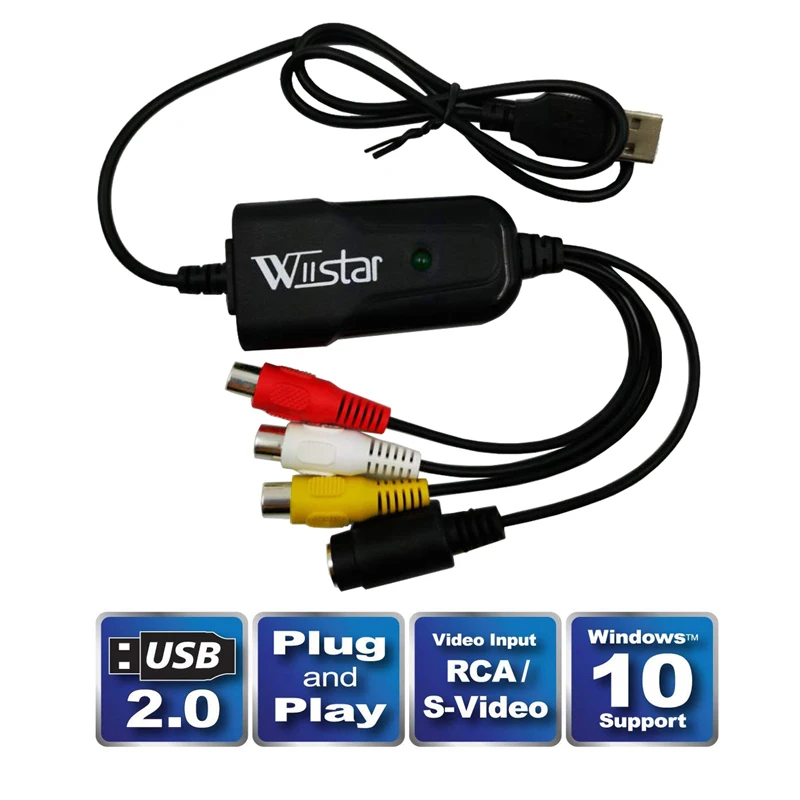 USB 2.0 Audio Video Capture Card Easy to cap Adapter VHS to DVD Video Capture for Windows 10/8/7/XP Capture Video