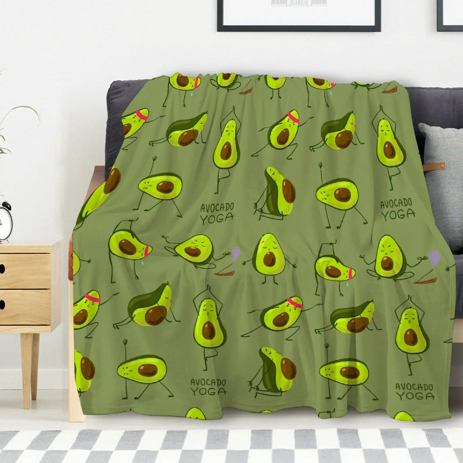 

Одеяло с мультяшным рисунком авокадо, зеленое Фланелевое покрывало большого размера, для кровати, дивана, очень мягкое теплое одеяло