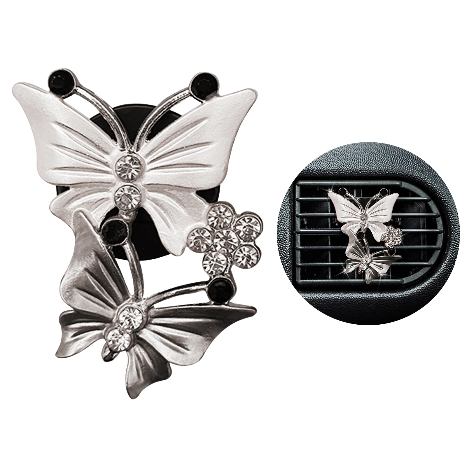 

Bling Dual Butterfly Air Freshener Diffuser Vent Clip Butterfly Car Aromatherapy Perfume Clip Car Interior Decoration Charm 1.96