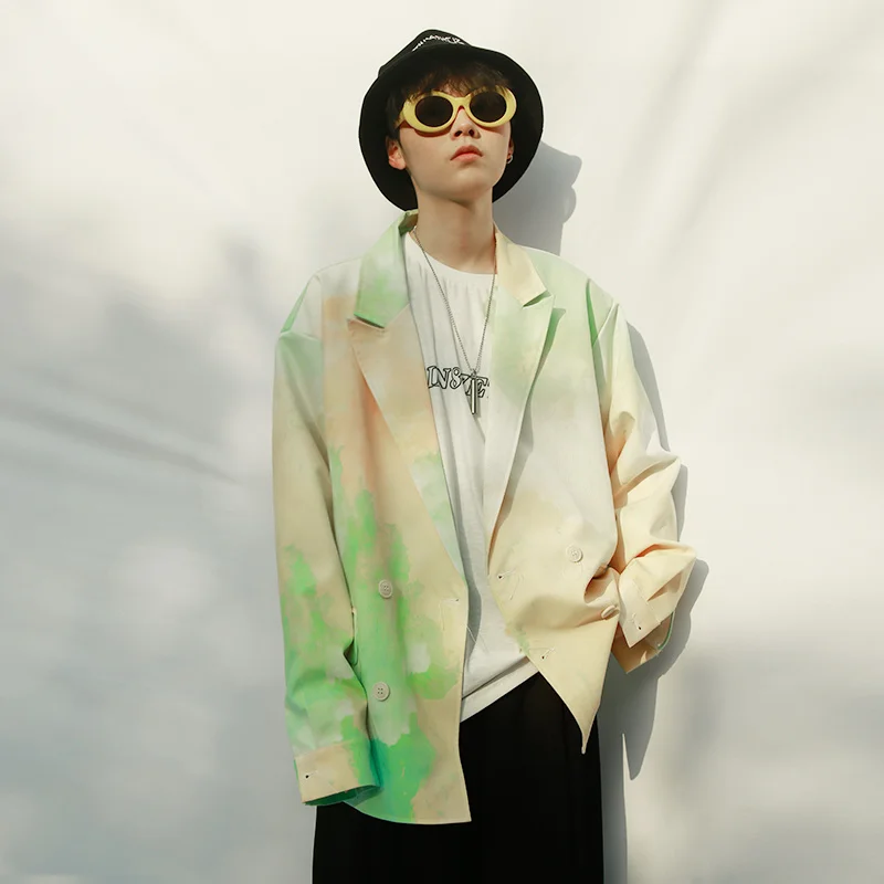 

Casual Blazer Men Sin87 Small Suit Jacket Korean Version The Trend Of Single Western Suits Spring New Gradient Color Clothes