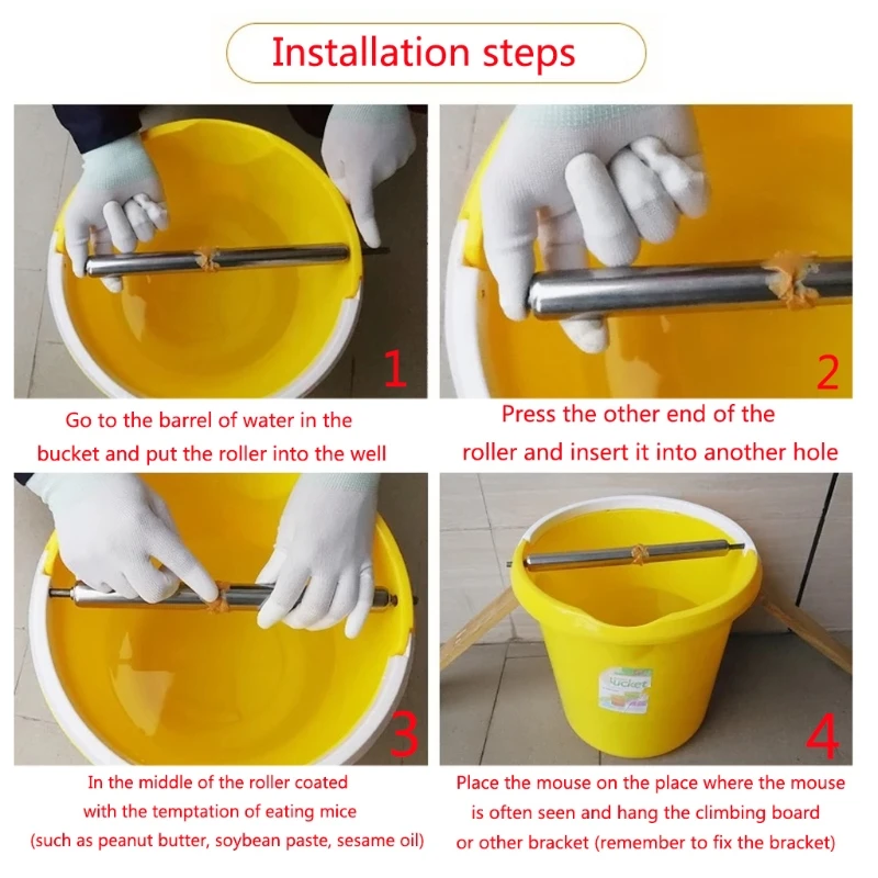 

Mouse Catcher Cylinder Stick Stainless Steel Mice Rat Trap Roller Rodent Capture