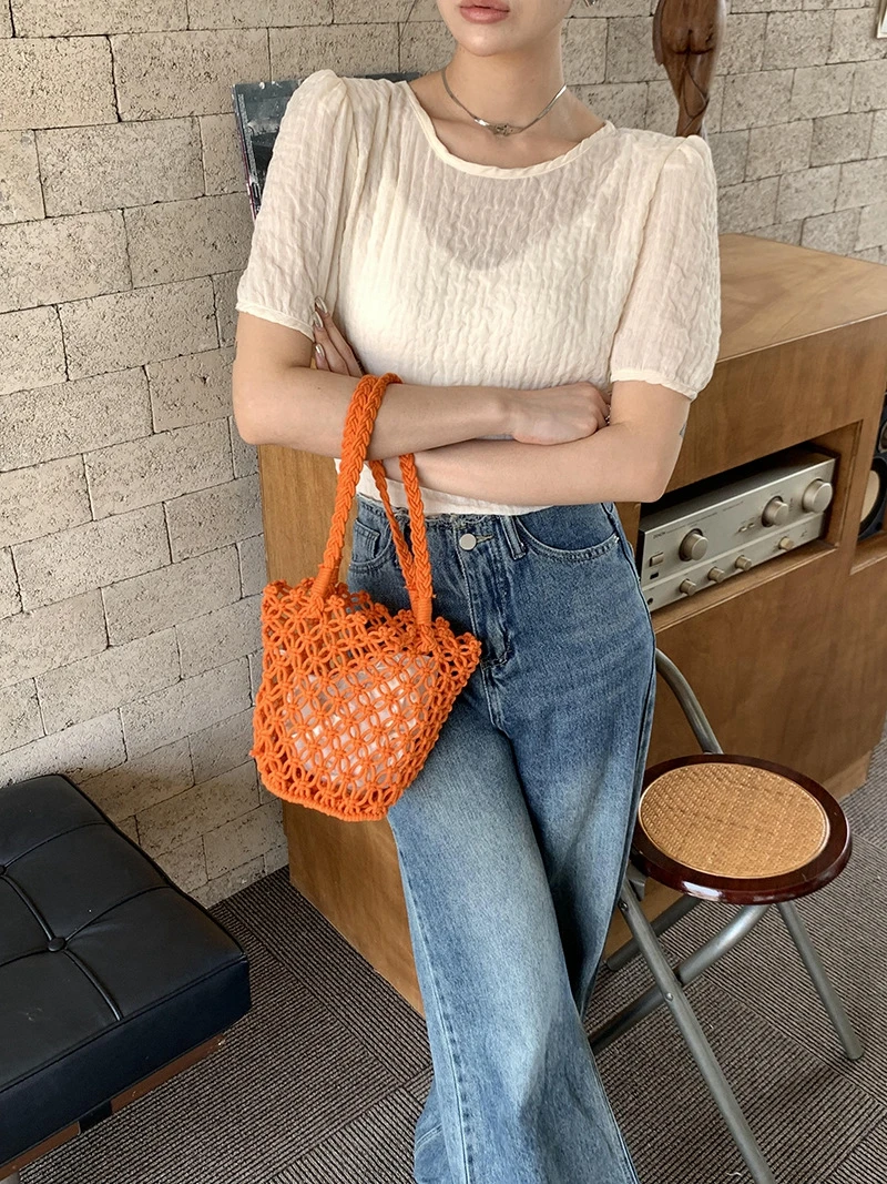 New handmade woven bag hollowed out women's shoulder bag Casual Underarm Bag Fashion Armpit Bag Elegant Shopping handBag